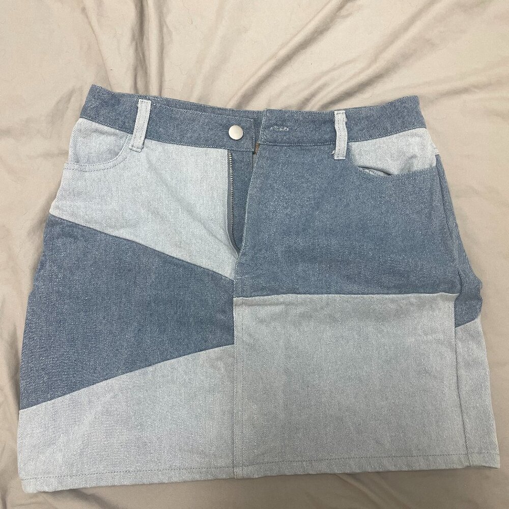 Altar'd State patchwork denim skirt